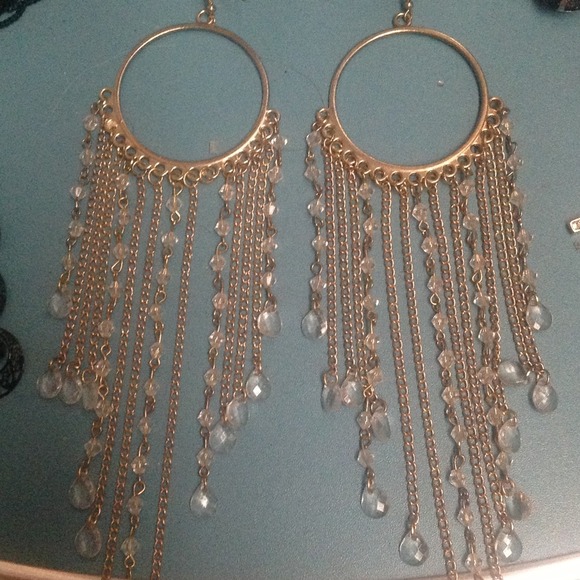 Gold chained bling hoops Nwot