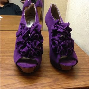 Purple peep toe heels!