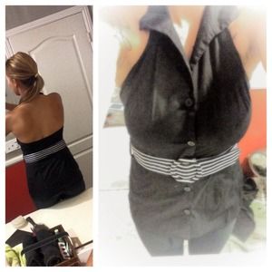 ⭕️sold bundle Black collared button up w/ belt