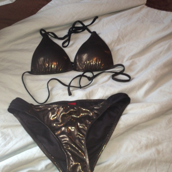Black and gold shimmery swim suit