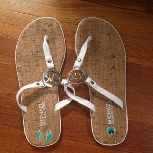 Michael Kors white thong sandal
