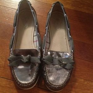 Coach silver loafer/flat