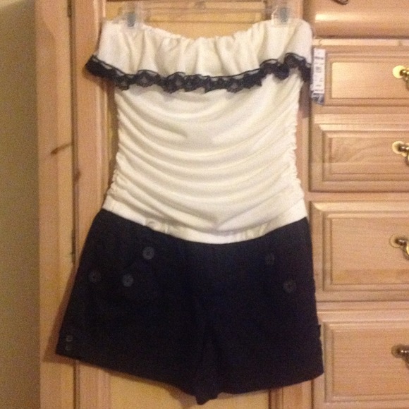 New w/tags black and ivory romper