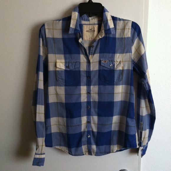 Hollister Blue Plaid Shirt Size S