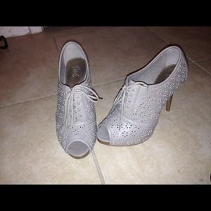 Grey peep toe booties