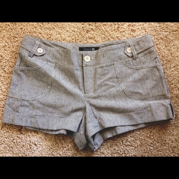 Grey & white pinstriped shorts