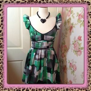 Kensie Girl Modern Print Dress With Ruffle Trim