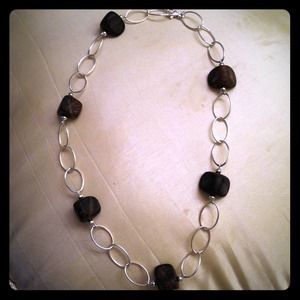 Sterling necklace with wooden beads