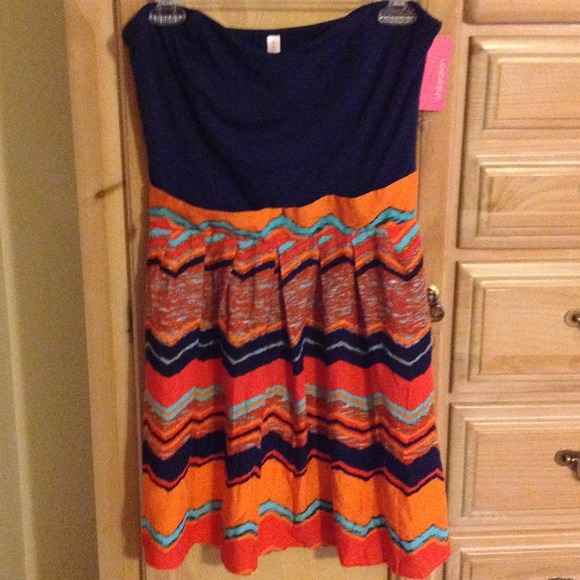 New w/tags tube top dress in navy/orange