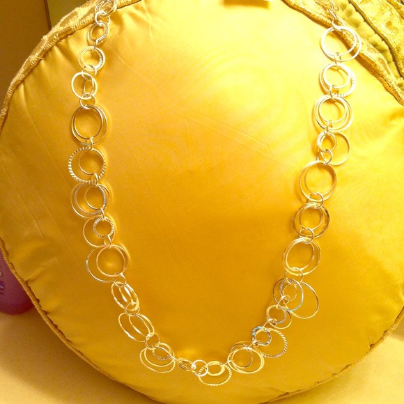 Long silver necklace