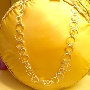 Long silver necklace