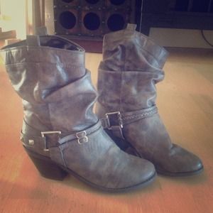 Grey Studded Cowboy Boots