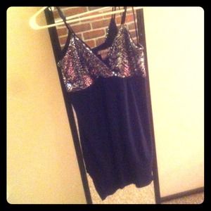 Black and silver sequin dress
