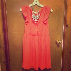 Coral dress.