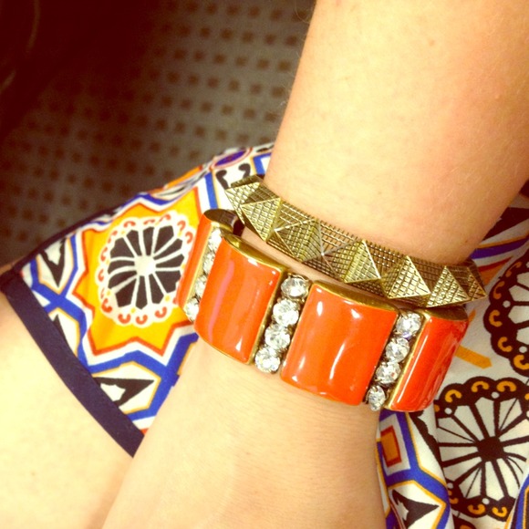 Orange crystal accented bangle