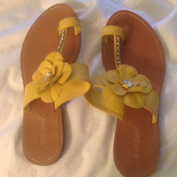 Yellow Floral Thong Sandals