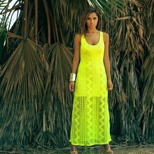 🚫SOLD🚫 Neon Yellow Sheer Dress