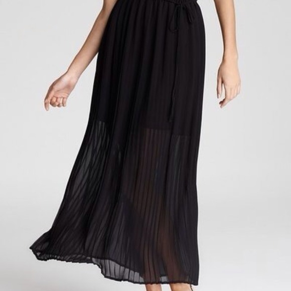 Sold-Joie Silk Black Sheer Maxi Skirt sz S NEW