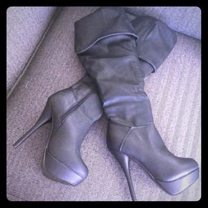Black PU leather boots