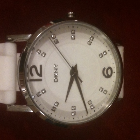 DKNY white rubber strap watch