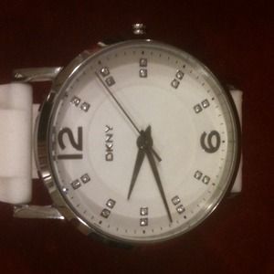 DKNY white rubber strap watch