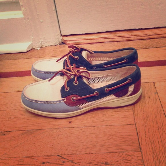 Sperry Top-Siders size 7. Beige/blue. Worn once!