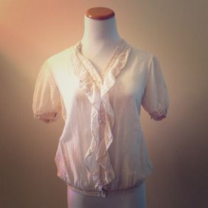 Short Sleeve Frill Button Blouse UO