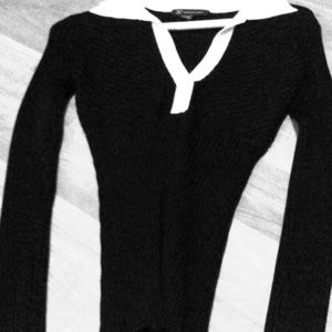 INC Sweater, black with cream trim