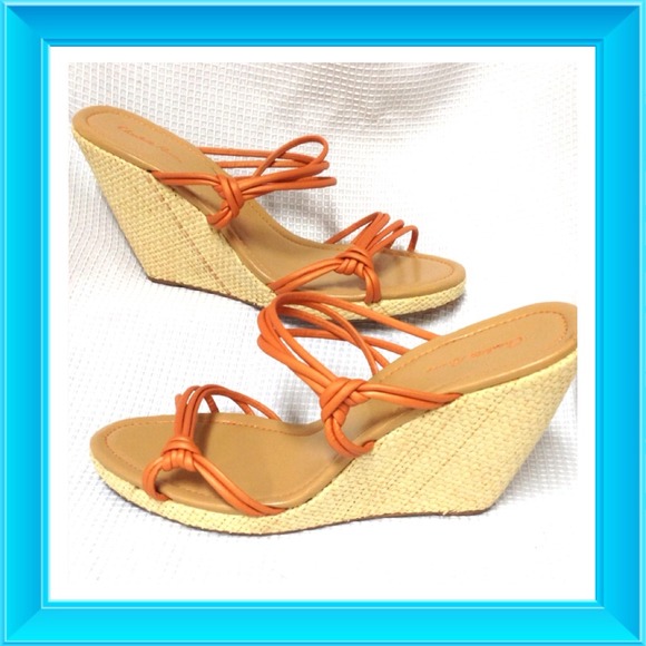 Charlotte Russe orange strap wedge sandles