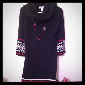 DONATED. black, white & red sweater dress sz S/M