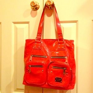 Red leather GUESS bag