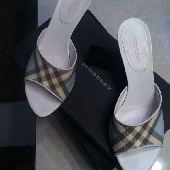 Beautiful blue Burberry kitten heels