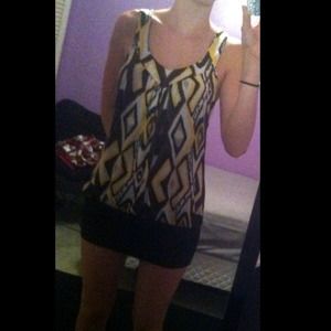 Yellow and black Aztec dress