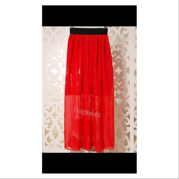 🚫RESERVED🚫Red Chiffon skirt! Great for summer