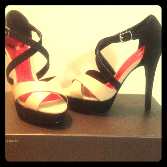 Nude and black Heels.