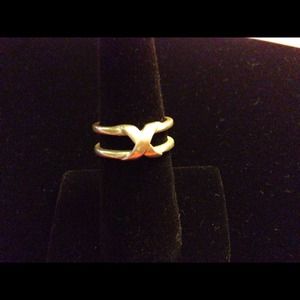 Sterling double crossed band ring