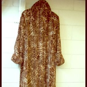 Faux fur leopard coat