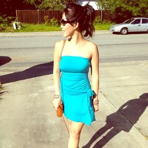 SOLD. Side Knot Teal Dress