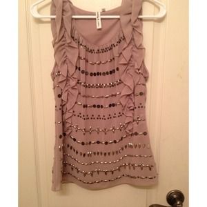 Jeweled ruffled tank