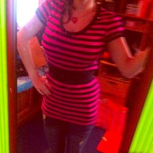 Pink and black stripped shirt