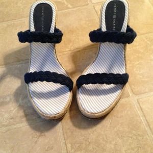 Adorable navy and tan wedges