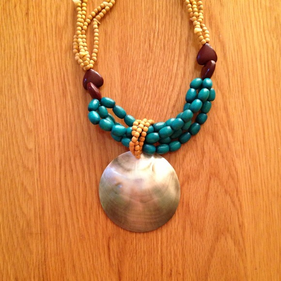 Stunning wood and shell necklace
