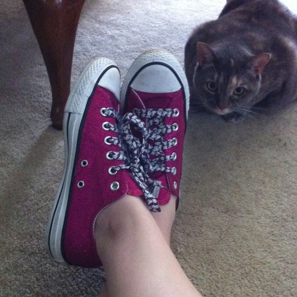 Converse All Star pink glitter sneakers size 8