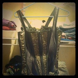 Corset Gold/Black Zipper