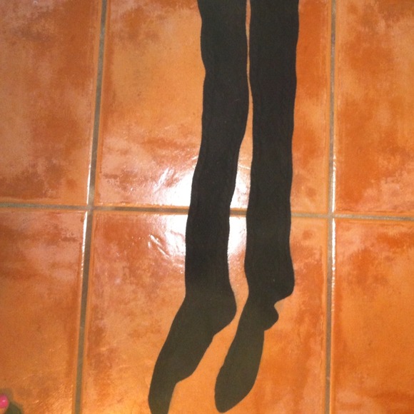 *****Sold****Black above the knee textured socks.