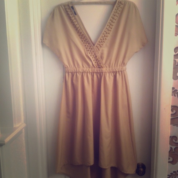 High-low tan dress