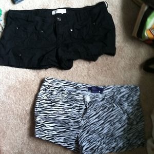 1 black pair of shorts & 1 zebra print shorts