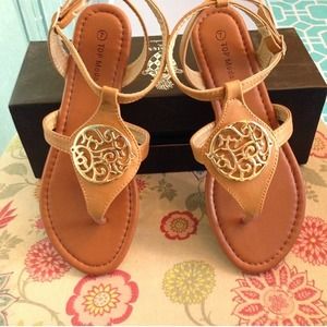 Tan Gladiator Flat Sandals