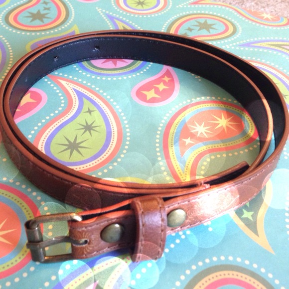 Kids extra small brown embossed belt Western-style