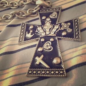 Black and silver cross necklace!!